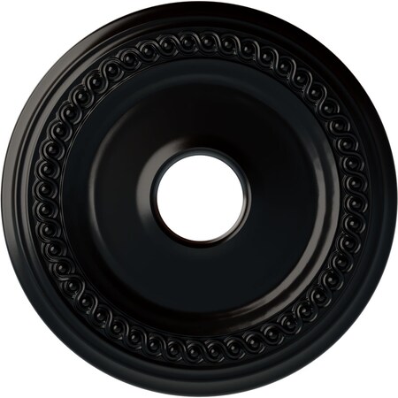 Ekena Millwork Classic Ceiling Medallion (Fits Canopies up to 12 3/4"), 18 5/8"OD 4"ID x 1 1/8"P, Jet Black CM19CLBLF
